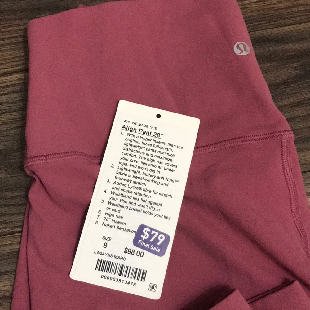 Brand new Align pant 28” full length